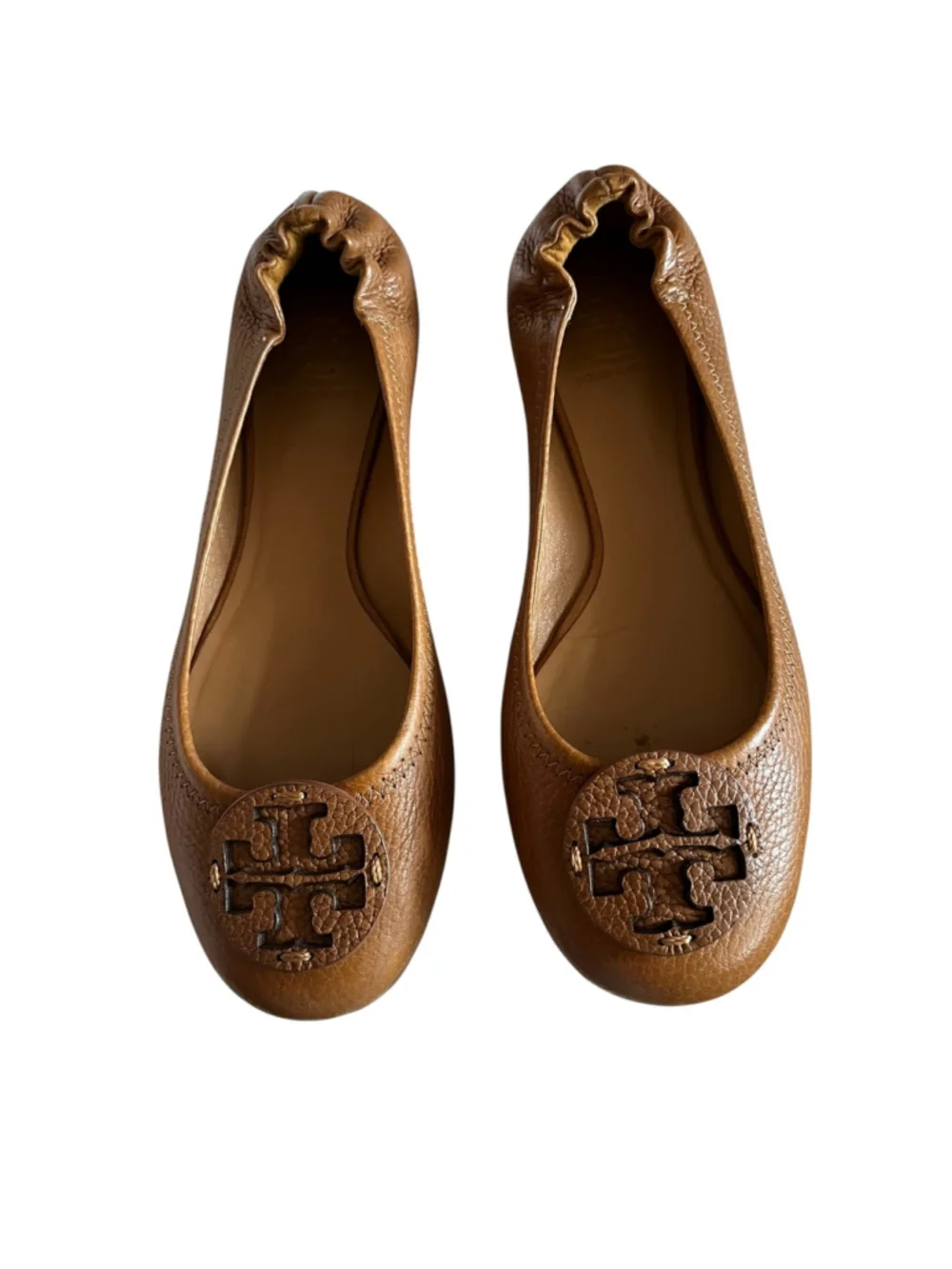 Tory Burch REVA TAN Leather Ballet Flats in Brown 8